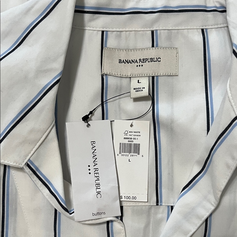 Banana Republic White and Black Striped Mini Dress - Picture 6 of 10